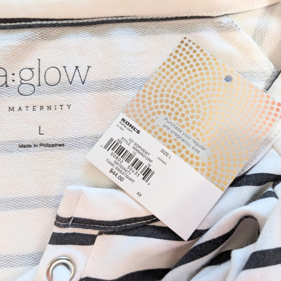 MATERNITY, A:GLOW, Lace-Up Tunic Sweater, Size Large. - Picture 8 of 8